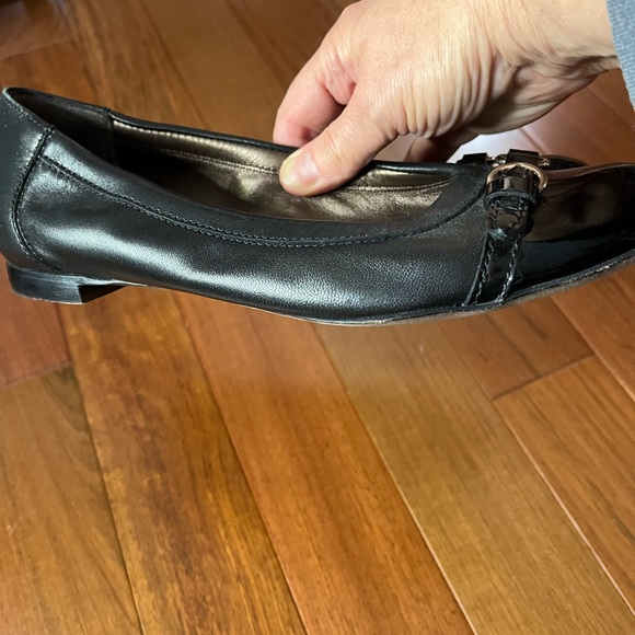 AGL Black Ballet Flats Designer Cap-Toe Buckle Patent/Leather Euro Size 38.5 - Picture 4 of 10